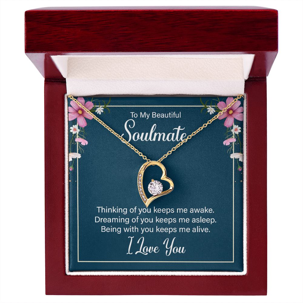 To My Soulmate Thinking of You Keeps Me Awake Forever Necklace w Message Card-Express Your Love Gifts