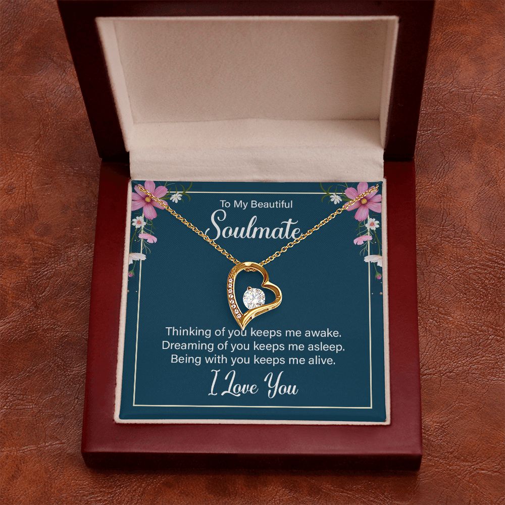 To My Soulmate Thinking of You Keeps Me Awake Forever Necklace w Message Card-Express Your Love Gifts