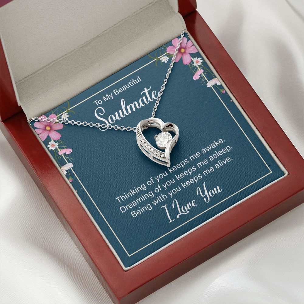 To My Soulmate Thinking of You Keeps Me Awake Forever Necklace w Message Card-Express Your Love Gifts