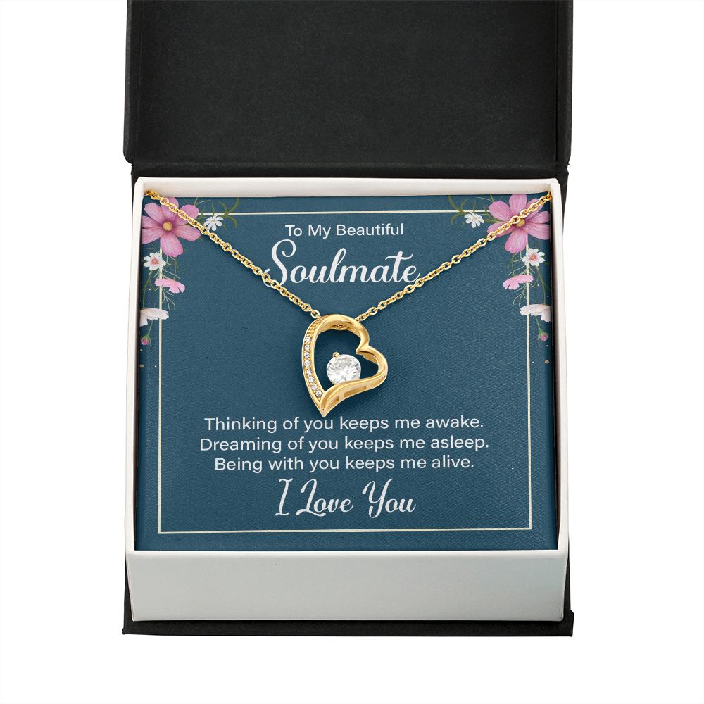 To My Soulmate Thinking of You Keeps Me Awake Forever Necklace w Message Card-Express Your Love Gifts