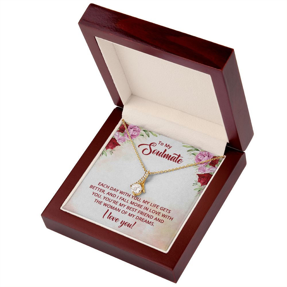 To My Soulmate You're My Best Friend Alluring Ribbon Necklace Message Card-Express Your Love Gifts