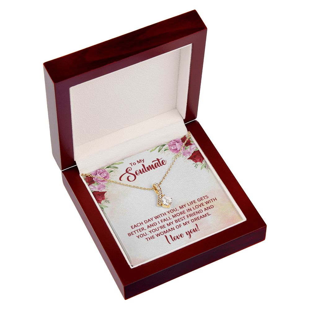To My Soulmate You're My Best Friend Alluring Ribbon Necklace Message Card-Express Your Love Gifts