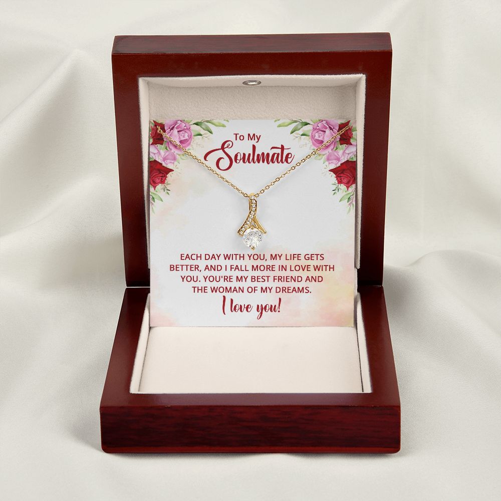 To My Soulmate You're My Best Friend Alluring Ribbon Necklace Message Card-Express Your Love Gifts