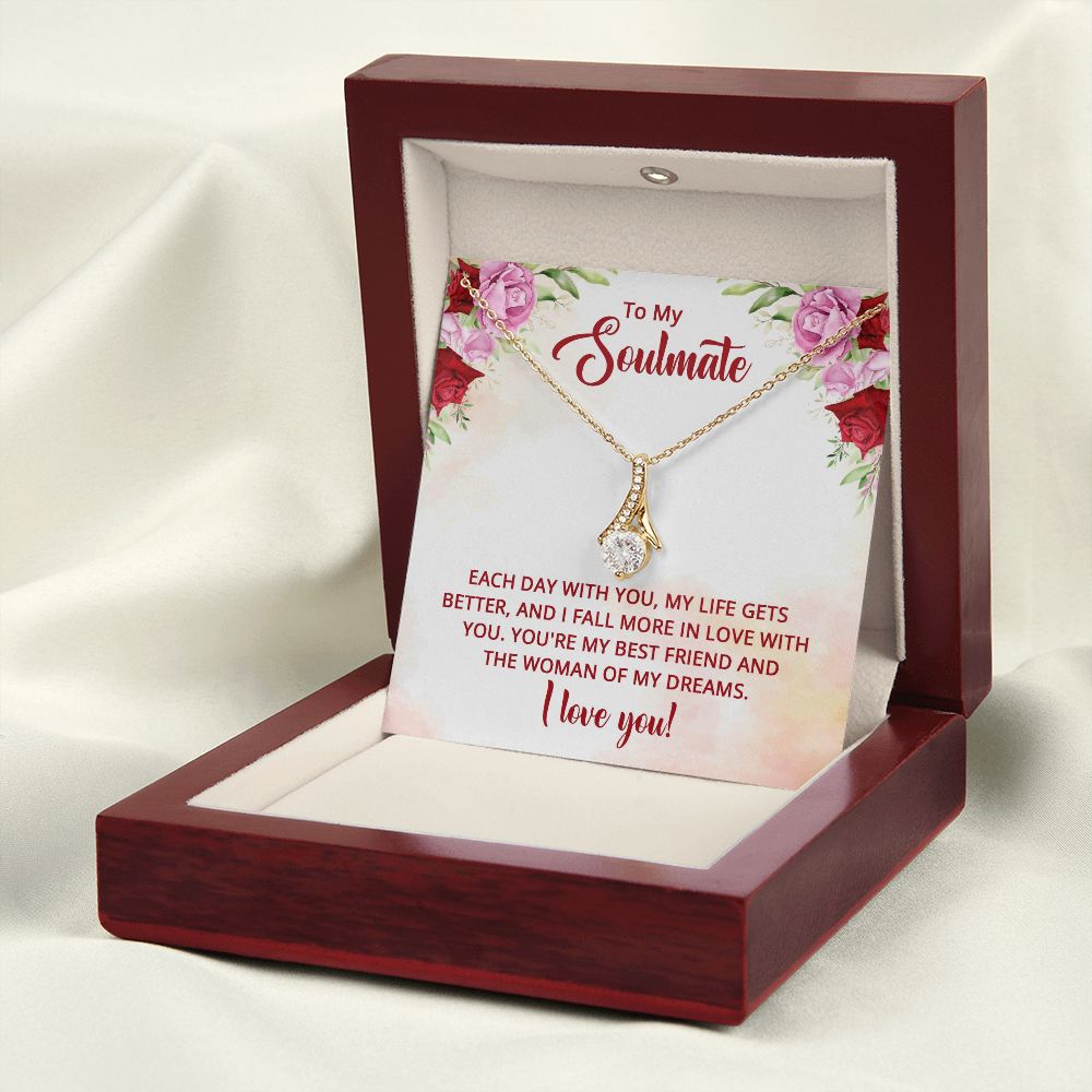 To My Soulmate You're My Best Friend Alluring Ribbon Necklace Message Card-Express Your Love Gifts