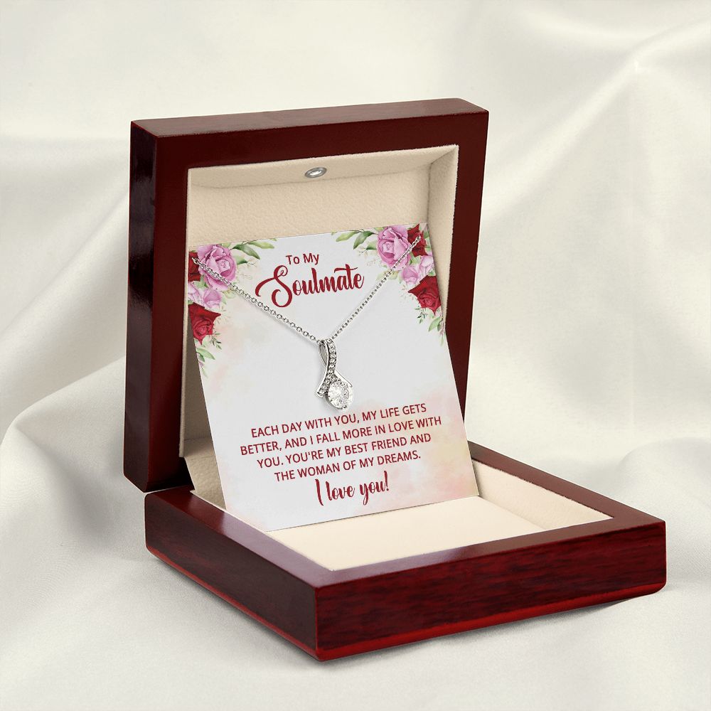 To My Soulmate You're My Best Friend Alluring Ribbon Necklace Message Card-Express Your Love Gifts