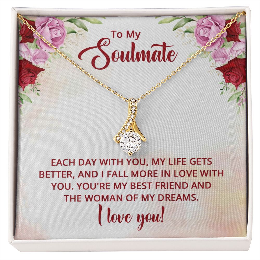To My Soulmate You're My Best Friend Alluring Ribbon Necklace Message Card-Express Your Love Gifts