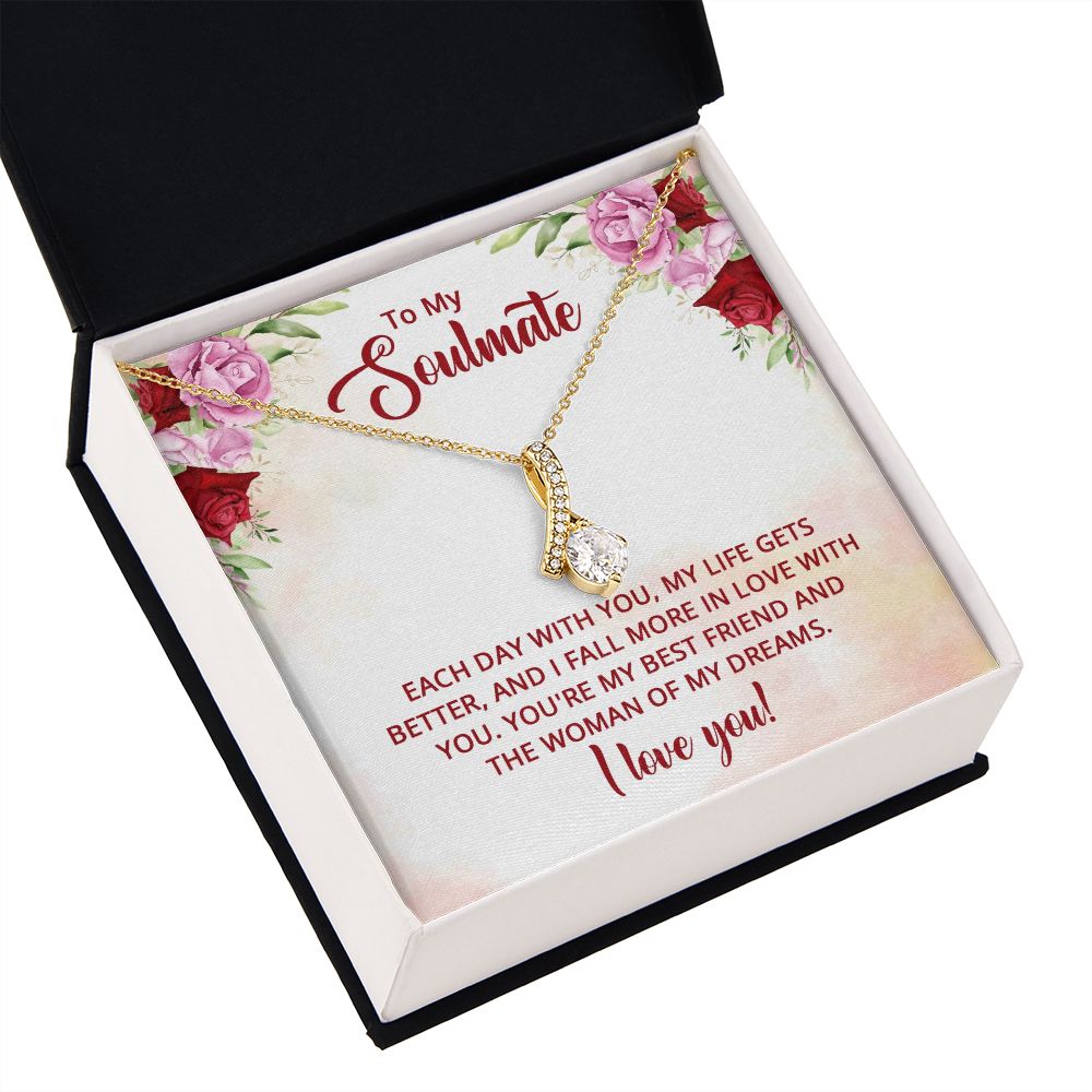 To My Soulmate You're My Best Friend Alluring Ribbon Necklace Message Card-Express Your Love Gifts