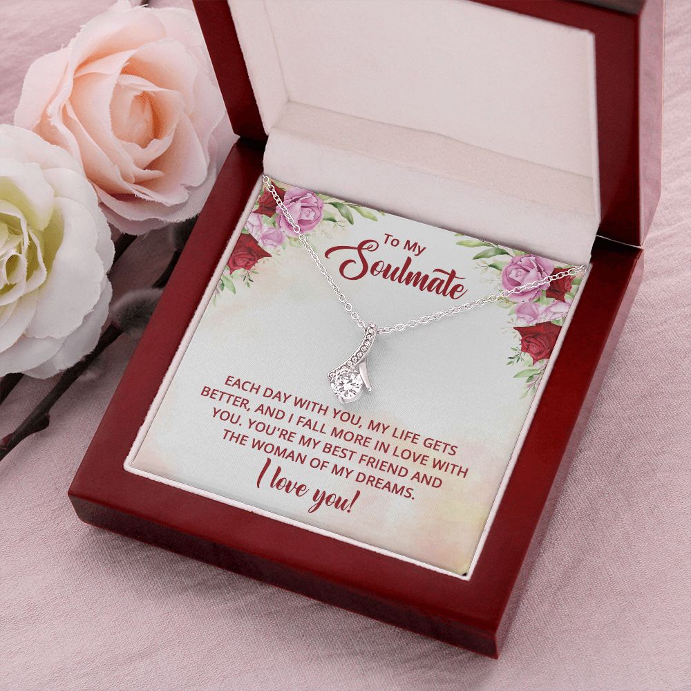 To My Soulmate You're My Best Friend Alluring Ribbon Necklace Message Card-Express Your Love Gifts
