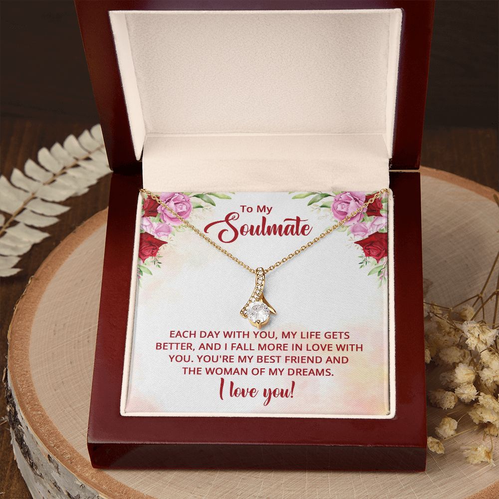 To My Soulmate You're My Best Friend Alluring Ribbon Necklace Message Card-Express Your Love Gifts