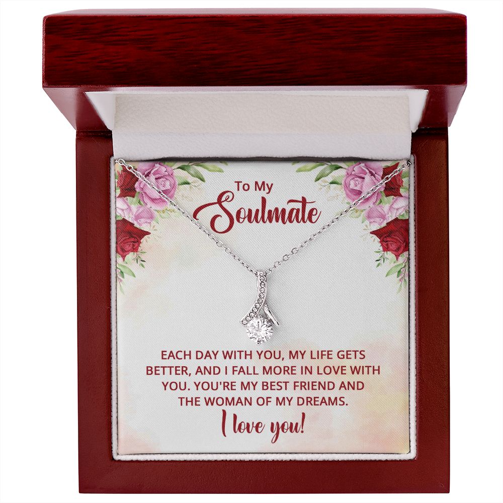 To My Soulmate You're My Best Friend Alluring Ribbon Necklace Message Card-Express Your Love Gifts