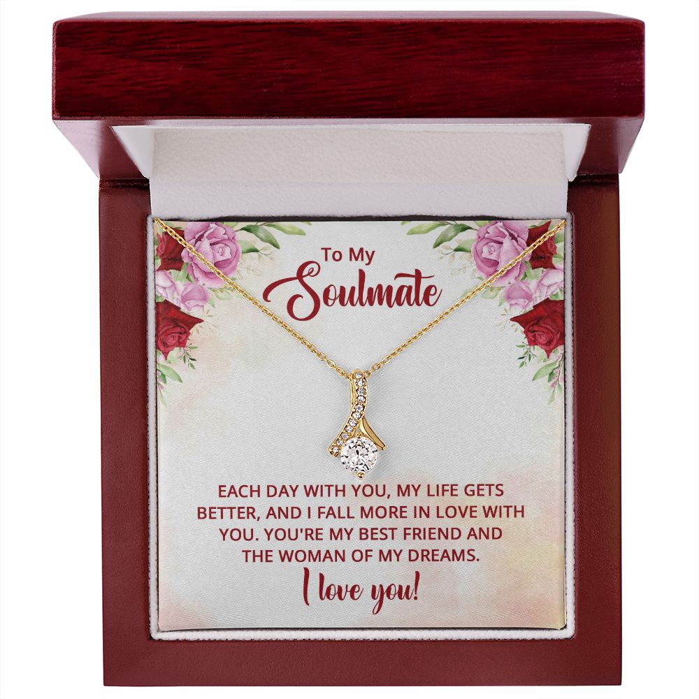 To My Soulmate You're My Best Friend Alluring Ribbon Necklace Message Card-Express Your Love Gifts