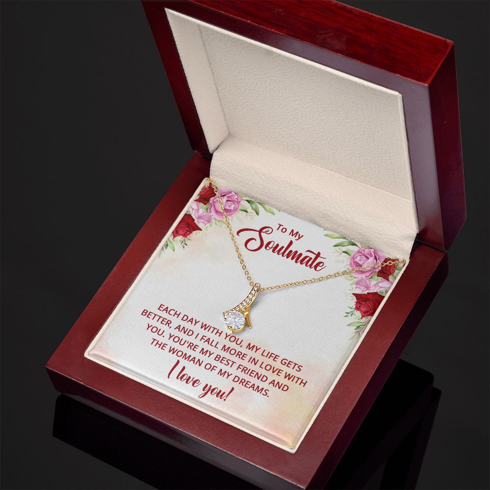 To My Soulmate You're My Best Friend Alluring Ribbon Necklace Message Card-Express Your Love Gifts