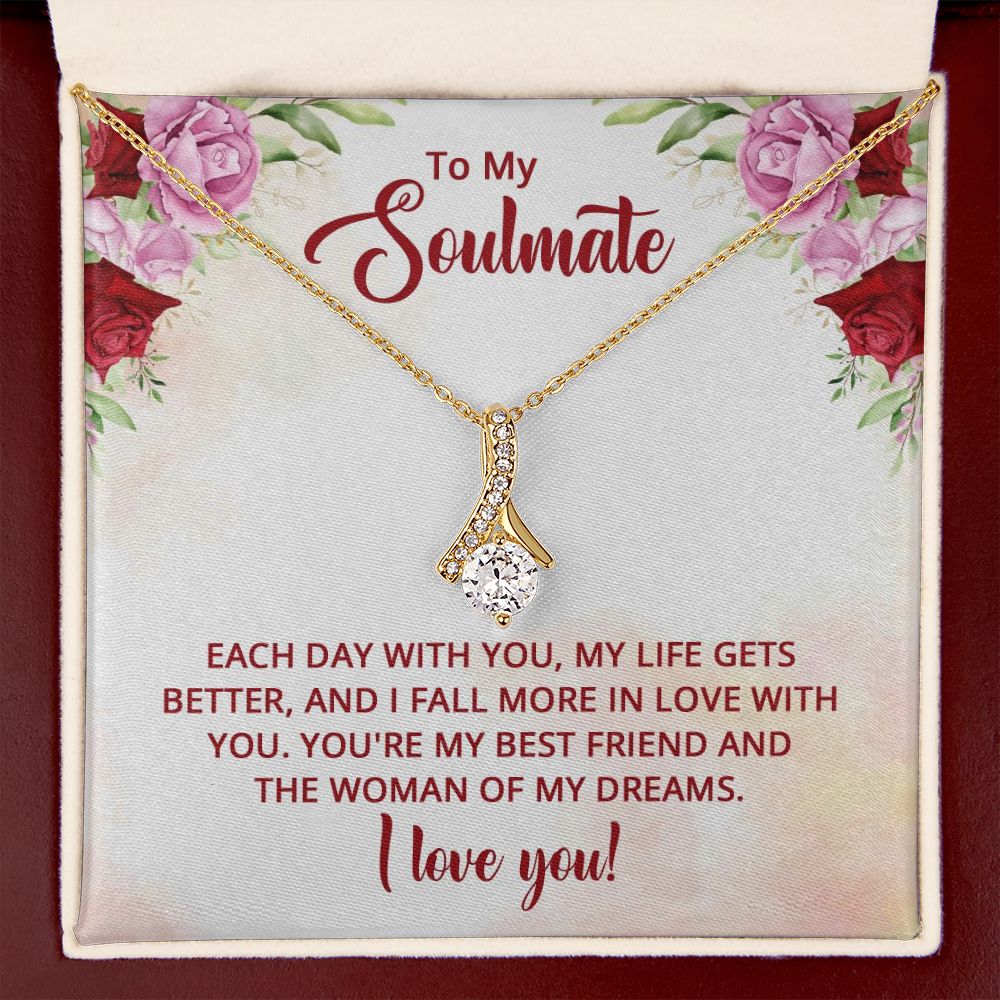 To My Soulmate You're My Best Friend Alluring Ribbon Necklace Message Card-Express Your Love Gifts