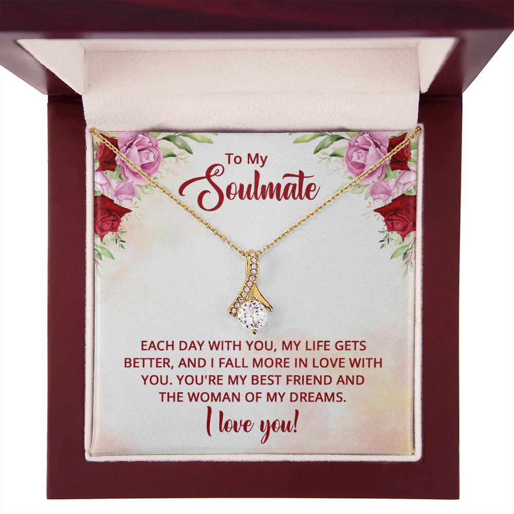 To My Soulmate You're My Best Friend Alluring Ribbon Necklace Message Card-Express Your Love Gifts