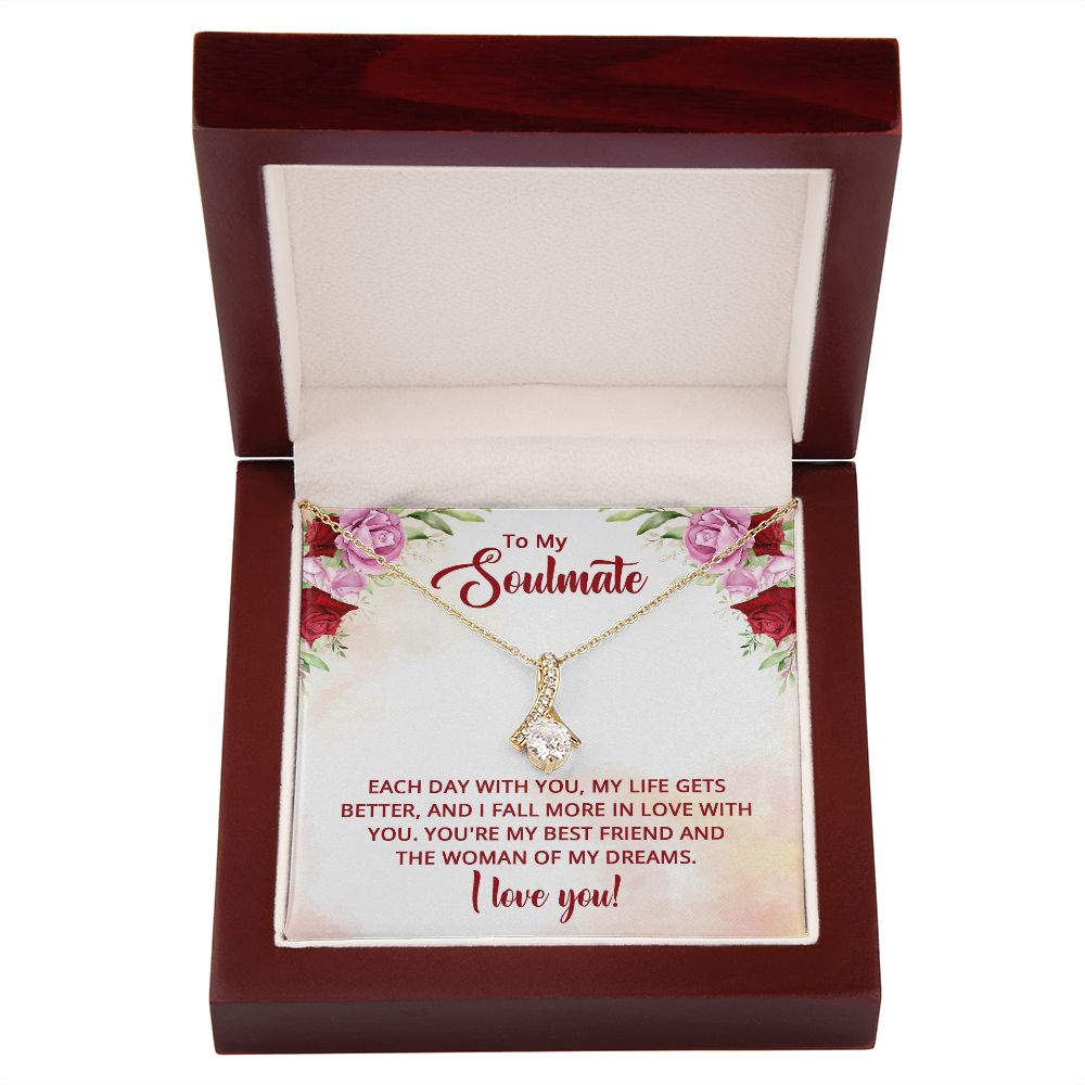 To My Soulmate You're My Best Friend Alluring Ribbon Necklace Message Card-Express Your Love Gifts