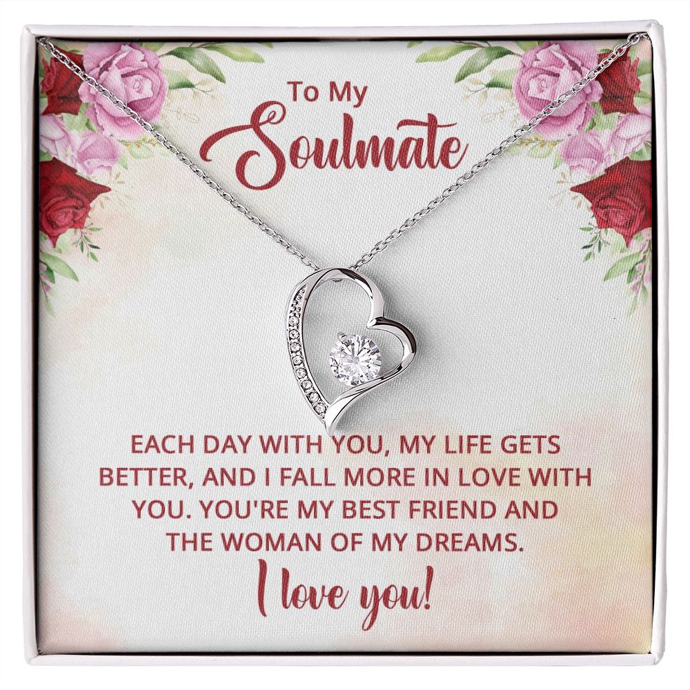 To My Soulmate You're My Best Friend Forever Necklace w Message Card-Express Your Love Gifts