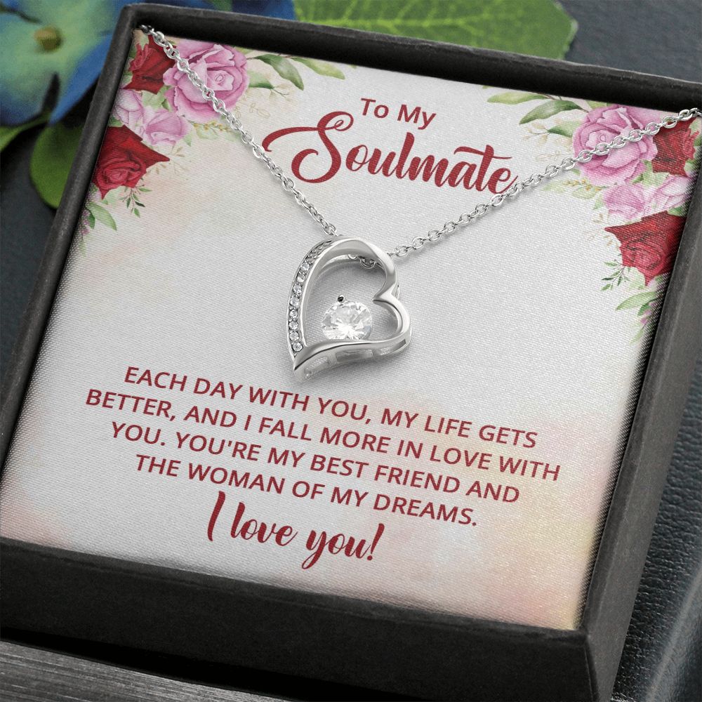 To My Soulmate You're My Best Friend Forever Necklace w Message Card-Express Your Love Gifts