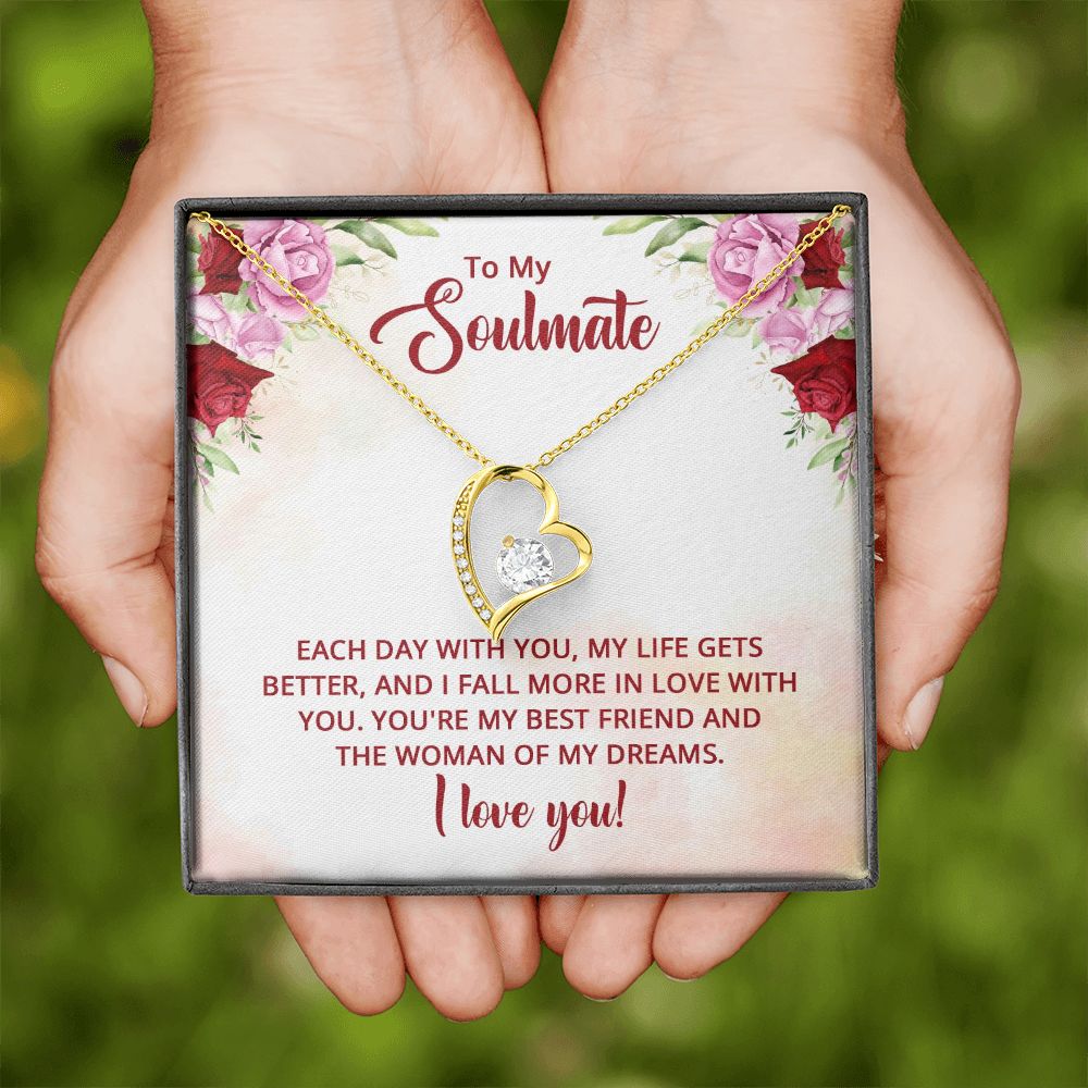 To My Soulmate You're My Best Friend Forever Necklace w Message Card-Express Your Love Gifts