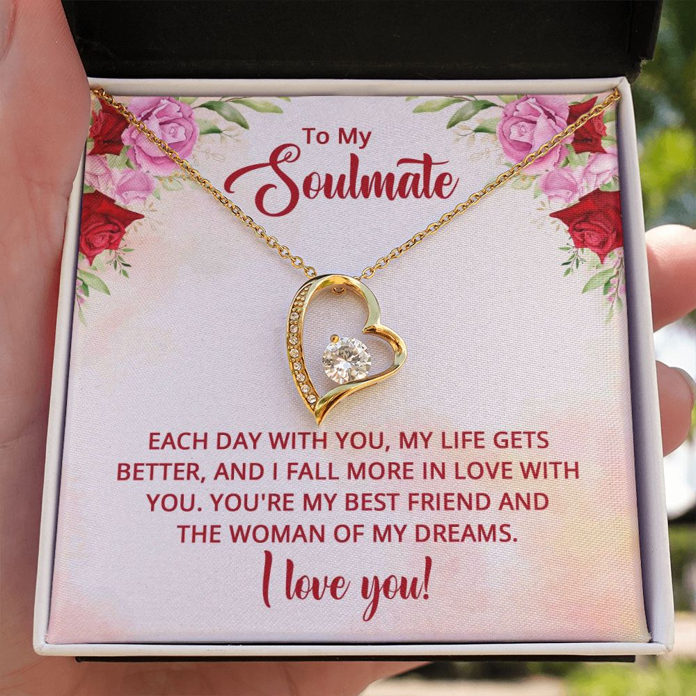 To My Soulmate You're My Best Friend Forever Necklace w Message Card-Express Your Love Gifts