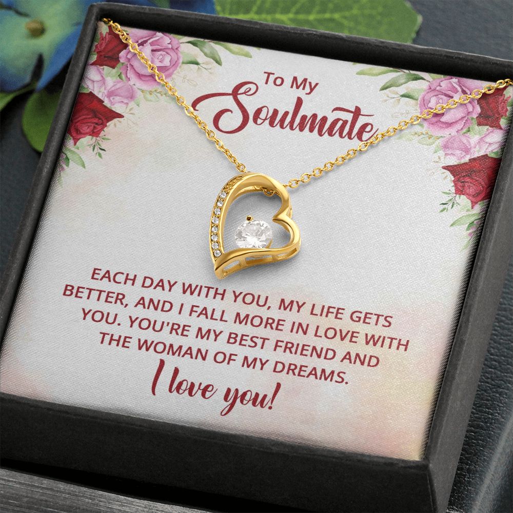 To My Soulmate You're My Best Friend Forever Necklace w Message Card-Express Your Love Gifts