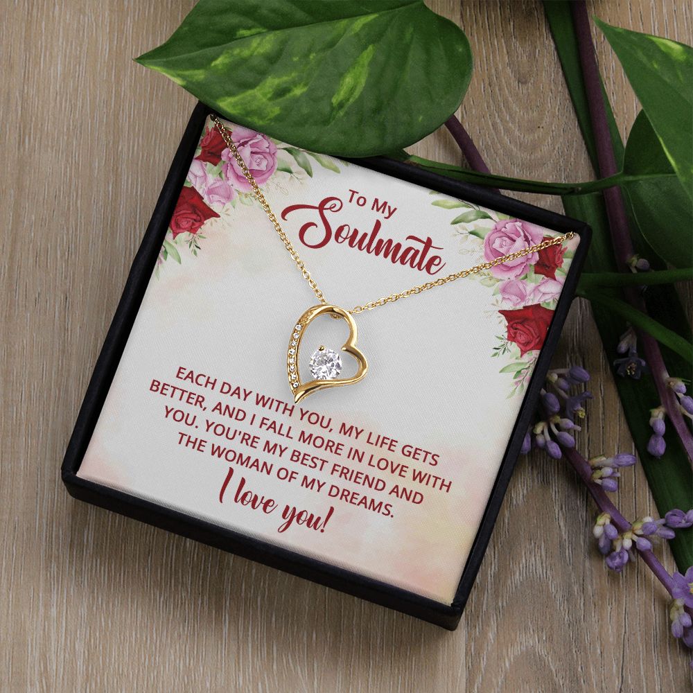 To My Soulmate You're My Best Friend Forever Necklace w Message Card-Express Your Love Gifts