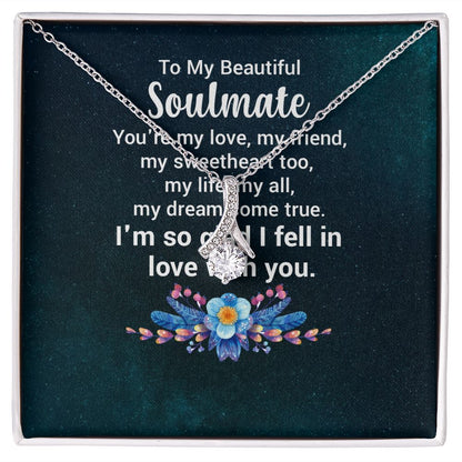To My Soulmate You're My Love Alluring Ribbon Necklace Message Card-Express Your Love Gifts