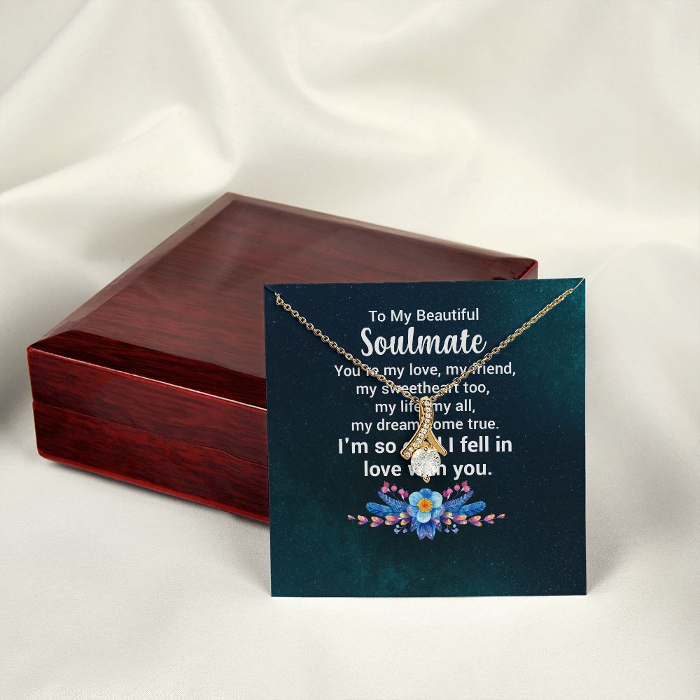 To My Soulmate You're My Love Alluring Ribbon Necklace Message Card-Express Your Love Gifts