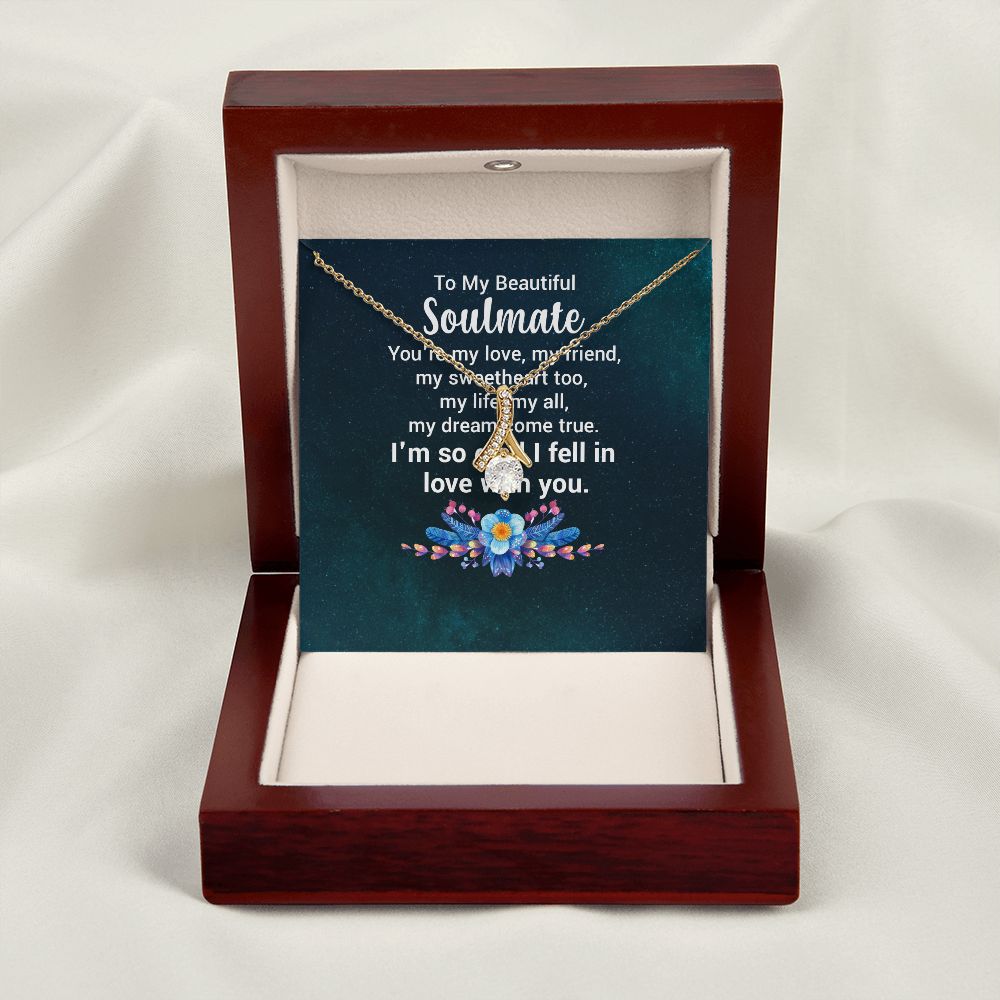To My Soulmate You're My Love Alluring Ribbon Necklace Message Card-Express Your Love Gifts