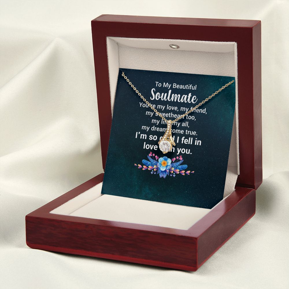To My Soulmate You're My Love Alluring Ribbon Necklace Message Card-Express Your Love Gifts