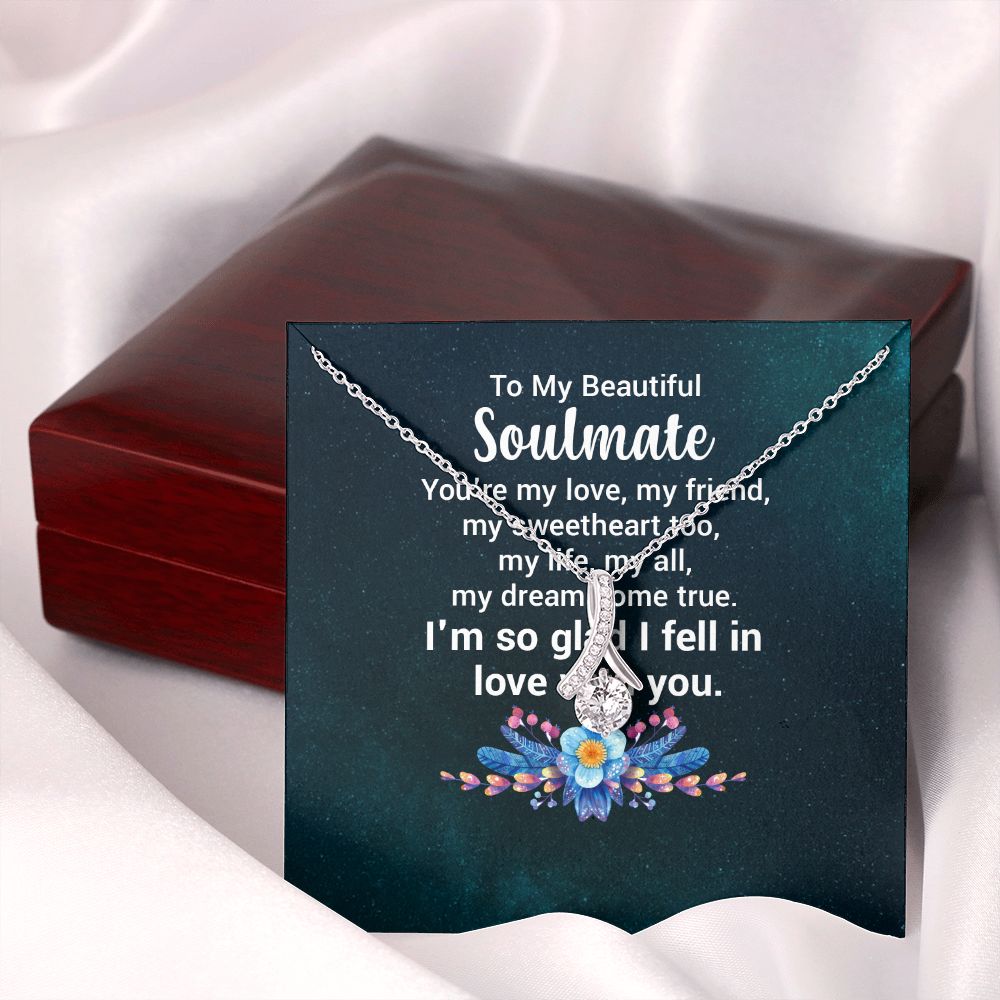 To My Soulmate You're My Love Alluring Ribbon Necklace Message Card-Express Your Love Gifts