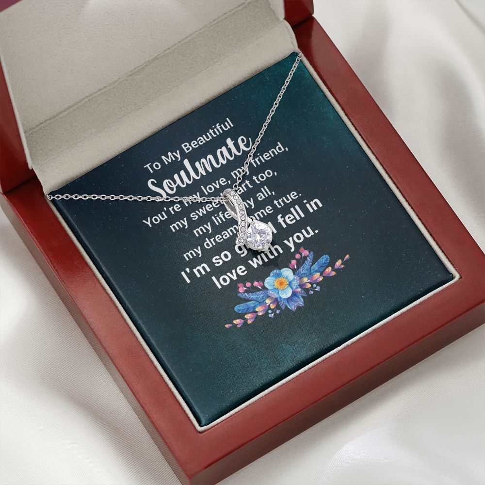 To My Soulmate You're My Love Alluring Ribbon Necklace Message Card-Express Your Love Gifts