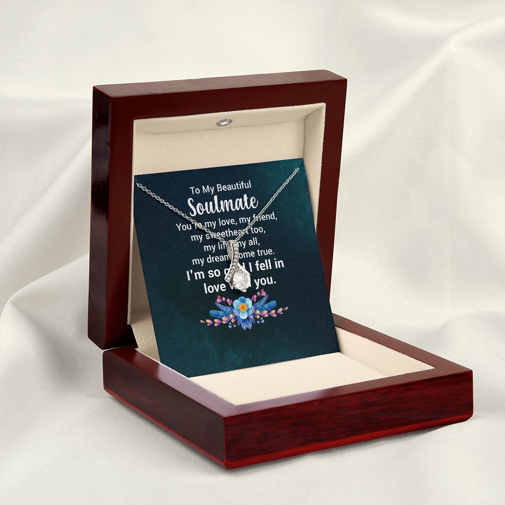To My Soulmate You're My Love Alluring Ribbon Necklace Message Card-Express Your Love Gifts
