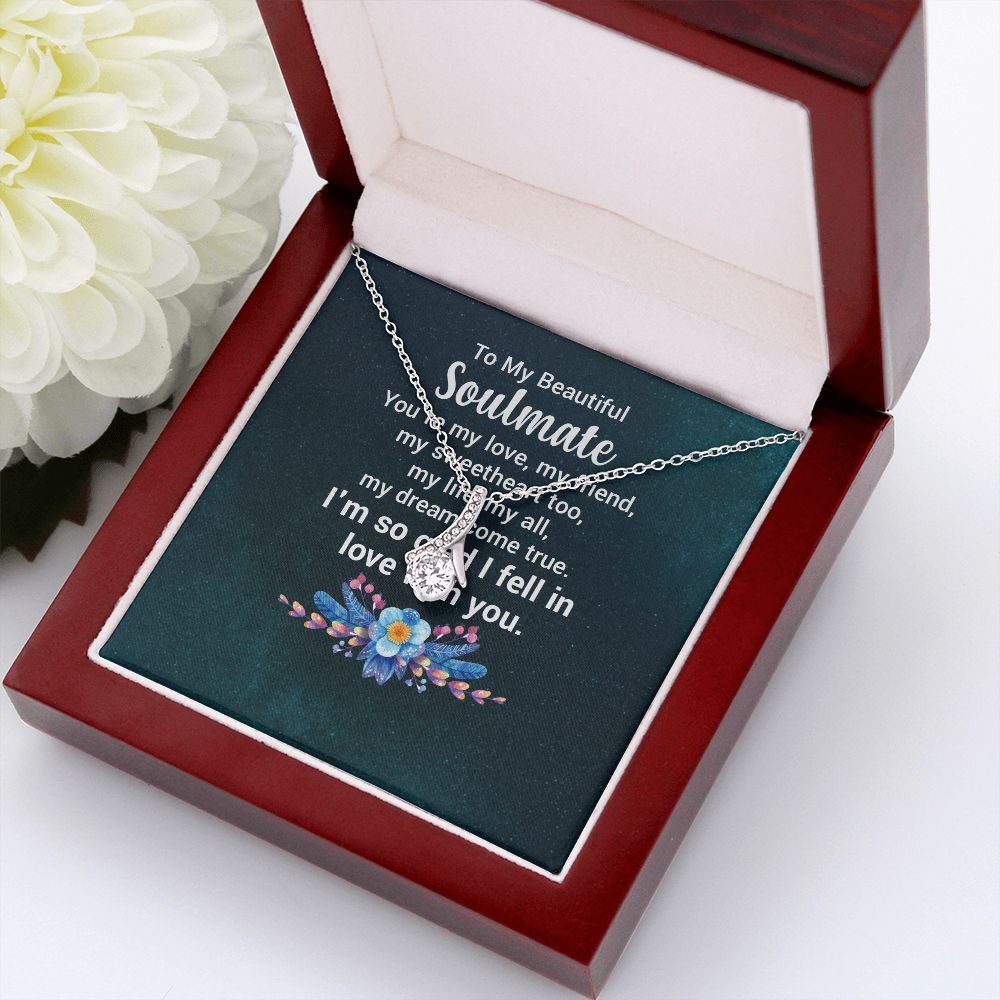 To My Soulmate You're My Love Alluring Ribbon Necklace Message Card-Express Your Love Gifts
