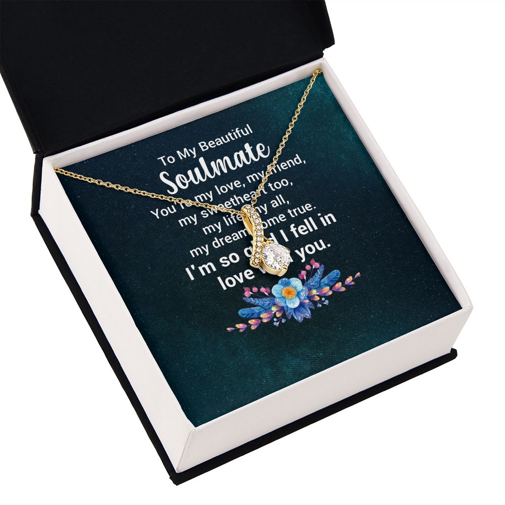 To My Soulmate You're My Love Alluring Ribbon Necklace Message Card-Express Your Love Gifts