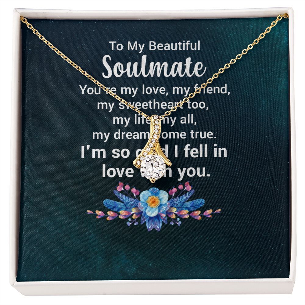 To My Soulmate You're My Love Alluring Ribbon Necklace Message Card-Express Your Love Gifts