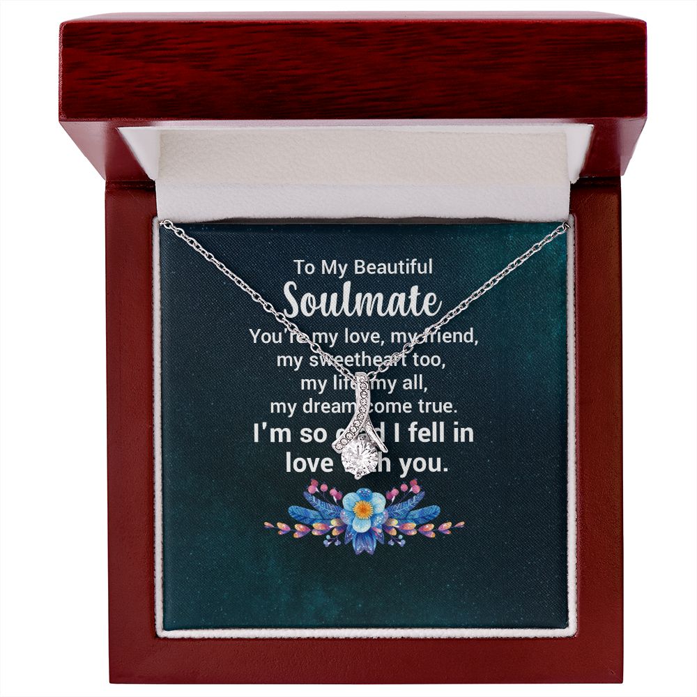 To My Soulmate You're My Love Alluring Ribbon Necklace Message Card-Express Your Love Gifts