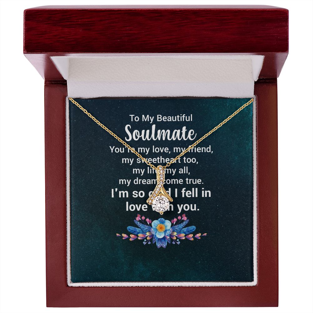 To My Soulmate You're My Love Alluring Ribbon Necklace Message Card-Express Your Love Gifts