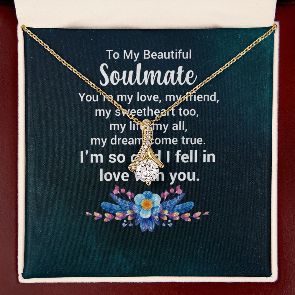 To My Soulmate You're My Love Alluring Ribbon Necklace Message Card-Express Your Love Gifts