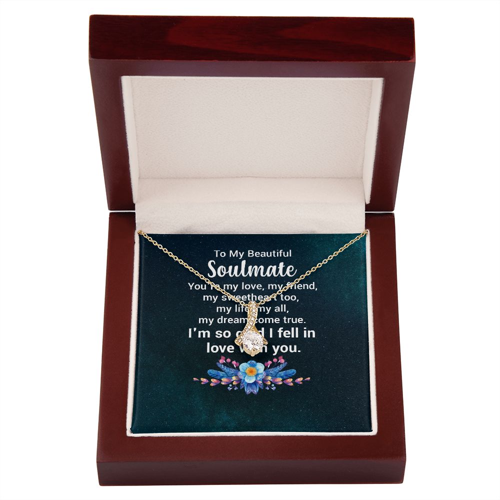 To My Soulmate You're My Love Alluring Ribbon Necklace Message Card-Express Your Love Gifts