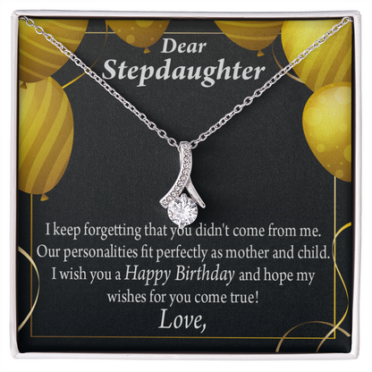 To My Stepdaughter Birthday Alluring Ribbon Necklace Message Card-Express Your Love Gifts
