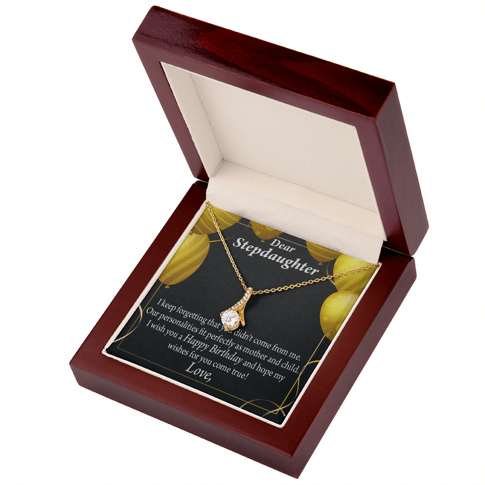 To My Stepdaughter Birthday Alluring Ribbon Necklace Message Card-Express Your Love Gifts