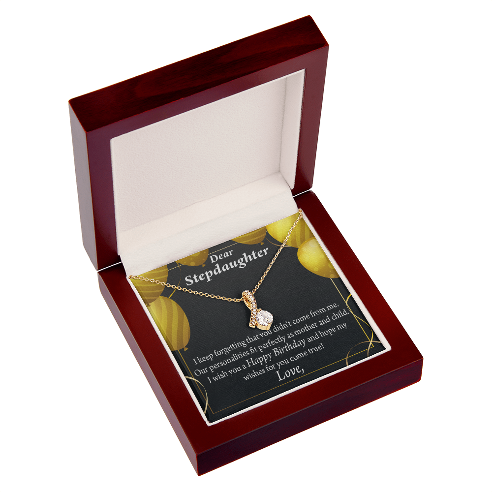 To My Stepdaughter Birthday Alluring Ribbon Necklace Message Card-Express Your Love Gifts