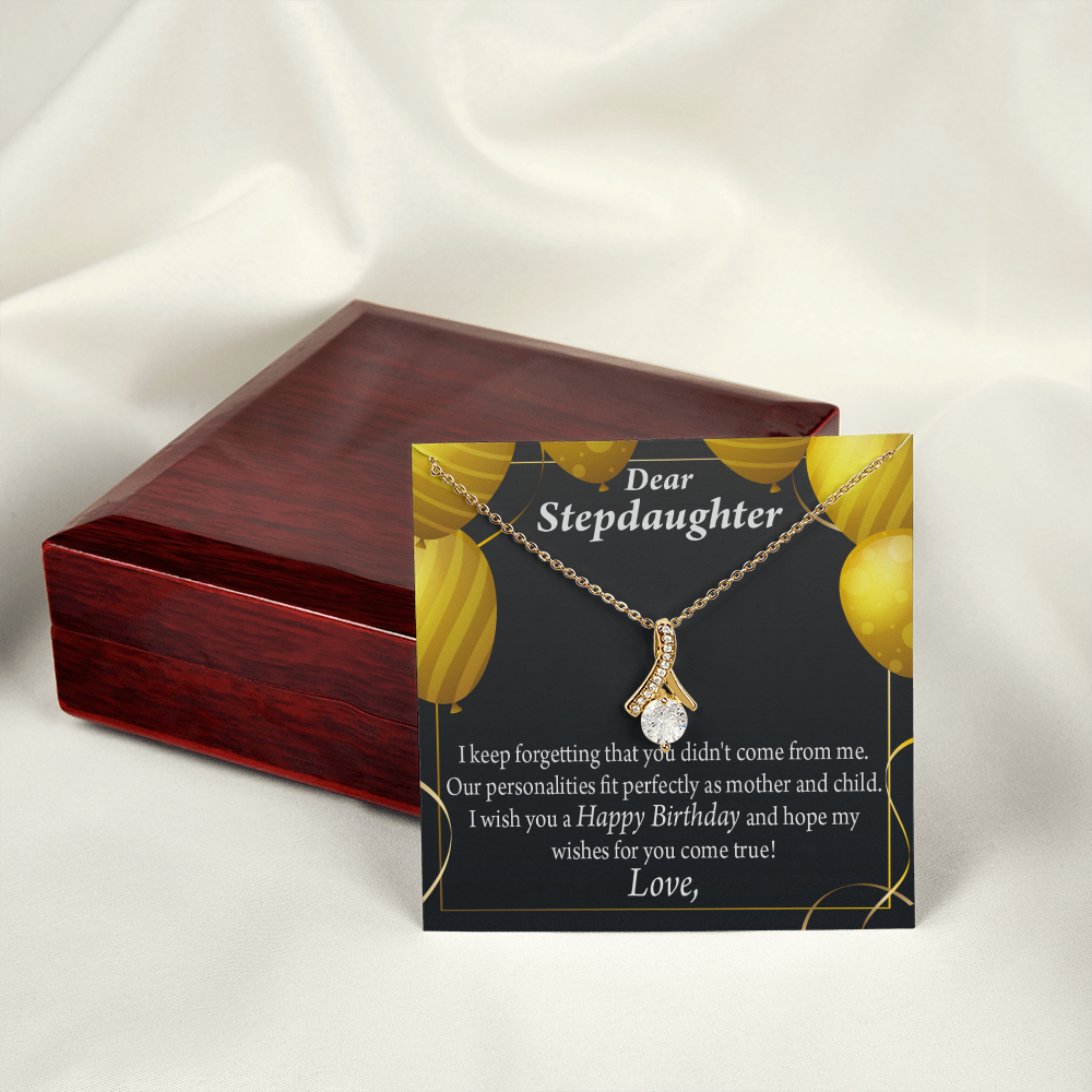 To My Stepdaughter Birthday Alluring Ribbon Necklace Message Card-Express Your Love Gifts