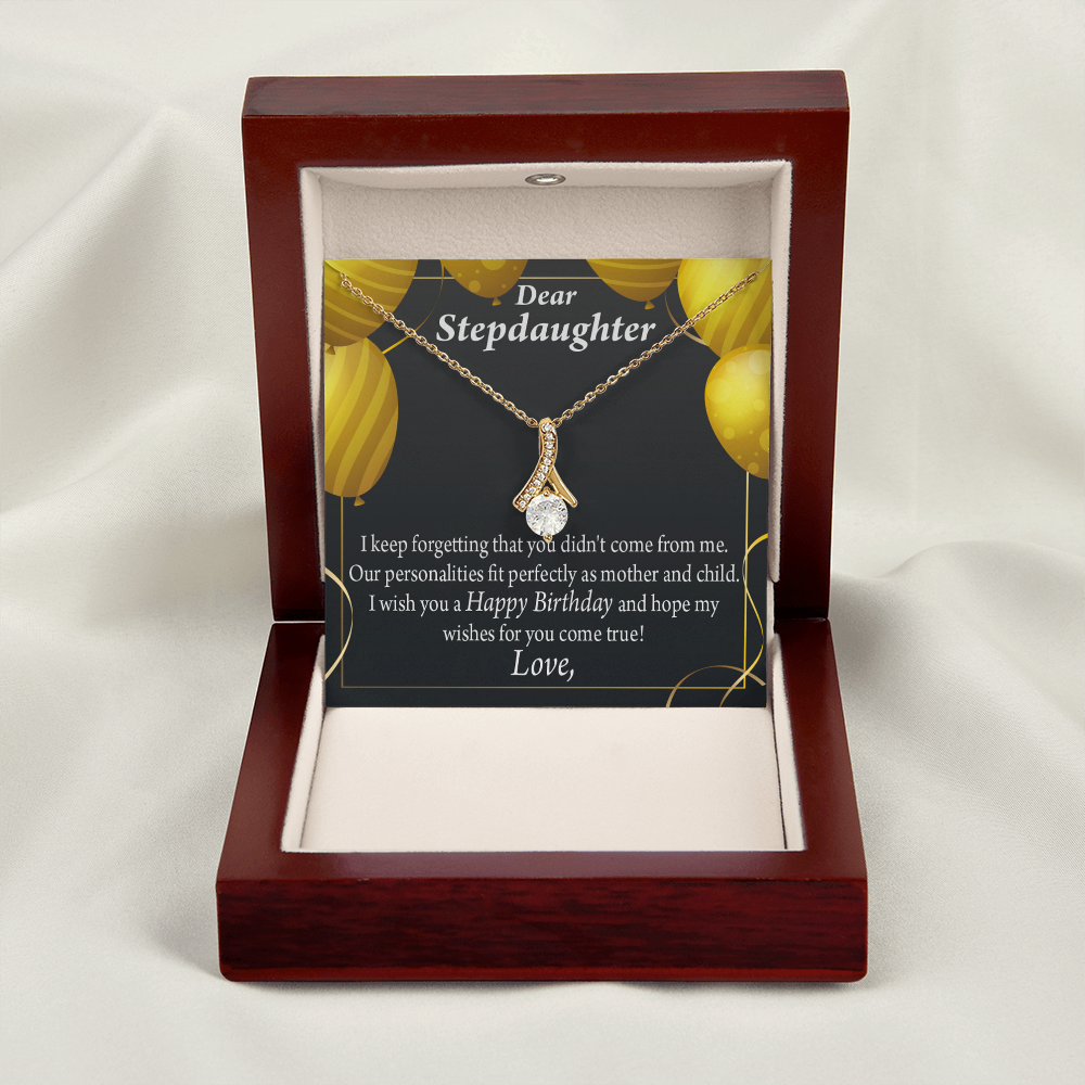 To My Stepdaughter Birthday Alluring Ribbon Necklace Message Card-Express Your Love Gifts