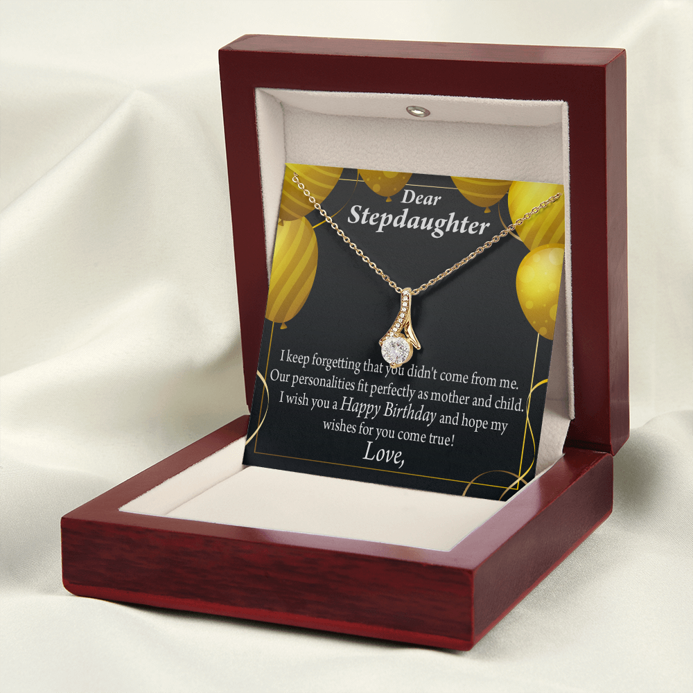 To My Stepdaughter Birthday Alluring Ribbon Necklace Message Card-Express Your Love Gifts