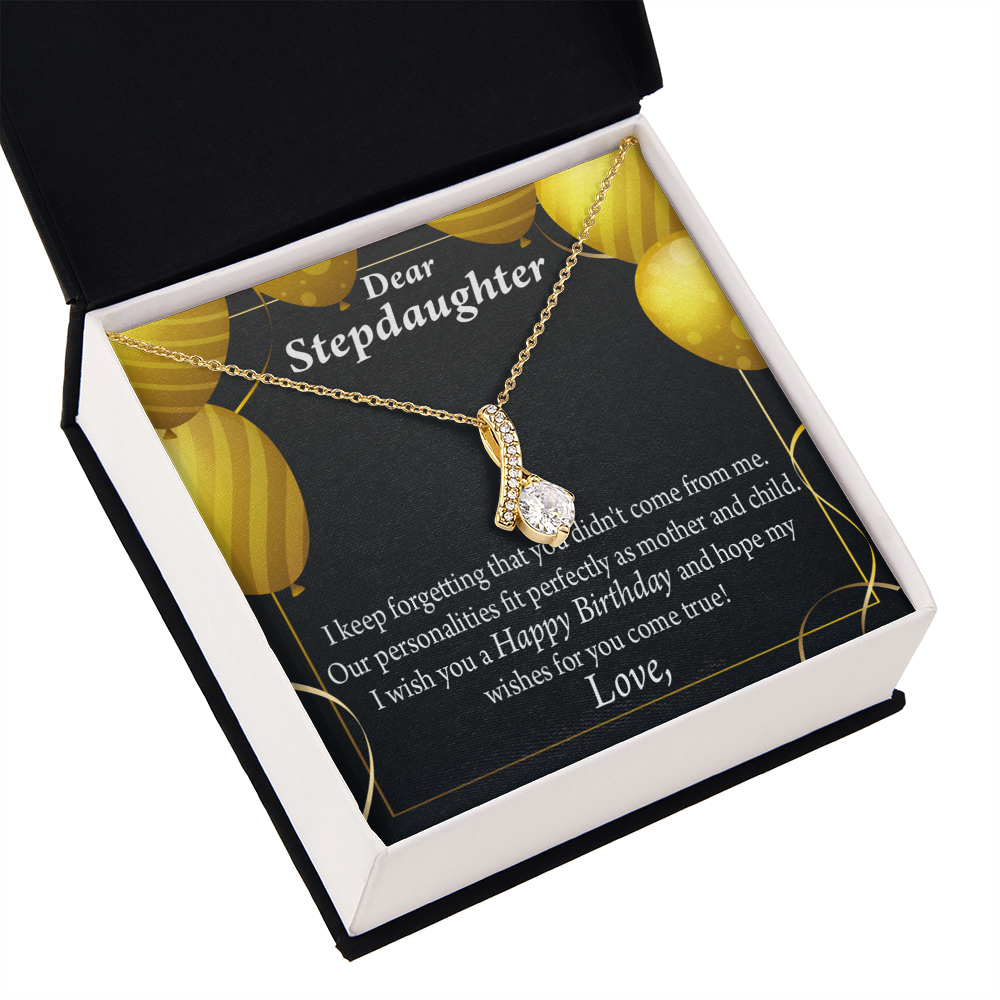 To My Stepdaughter Birthday Alluring Ribbon Necklace Message Card-Express Your Love Gifts