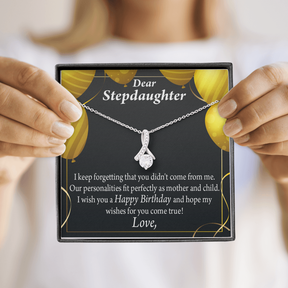 To My Stepdaughter Birthday Alluring Ribbon Necklace Message Card-Express Your Love Gifts