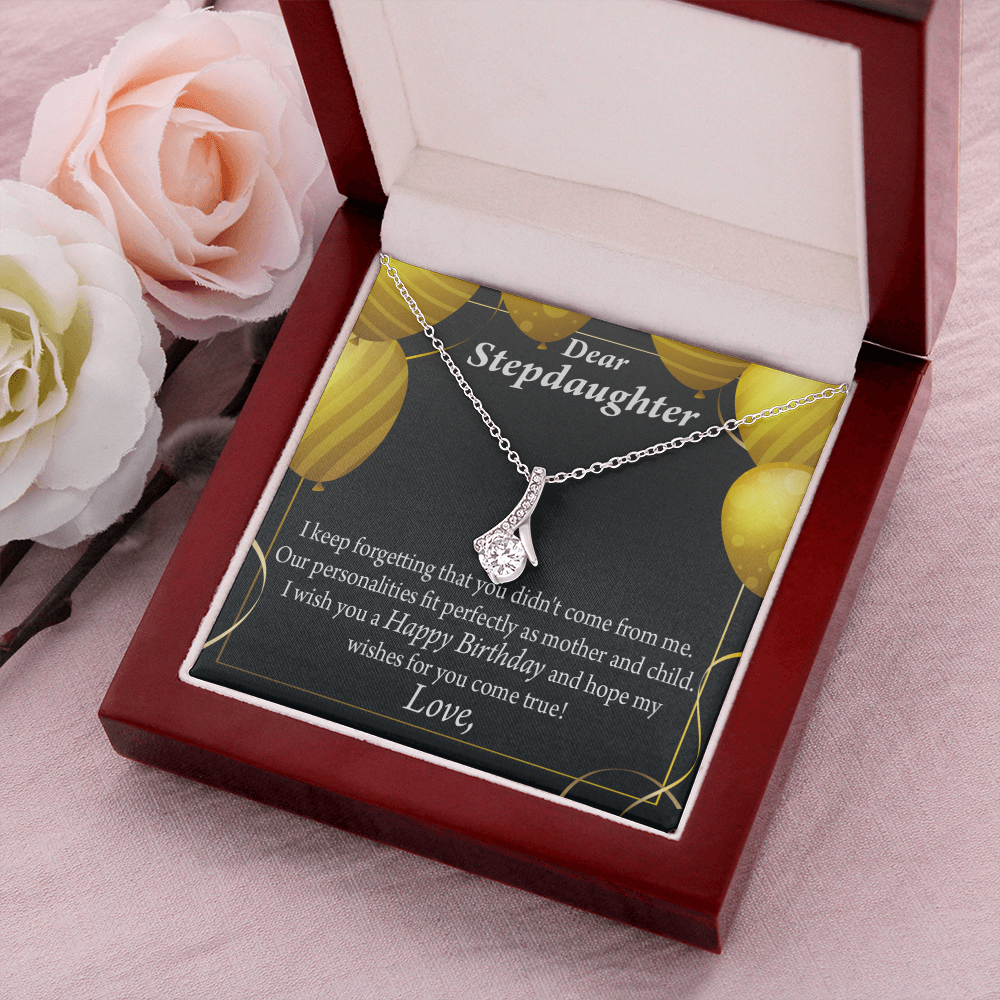 To My Stepdaughter Birthday Alluring Ribbon Necklace Message Card-Express Your Love Gifts