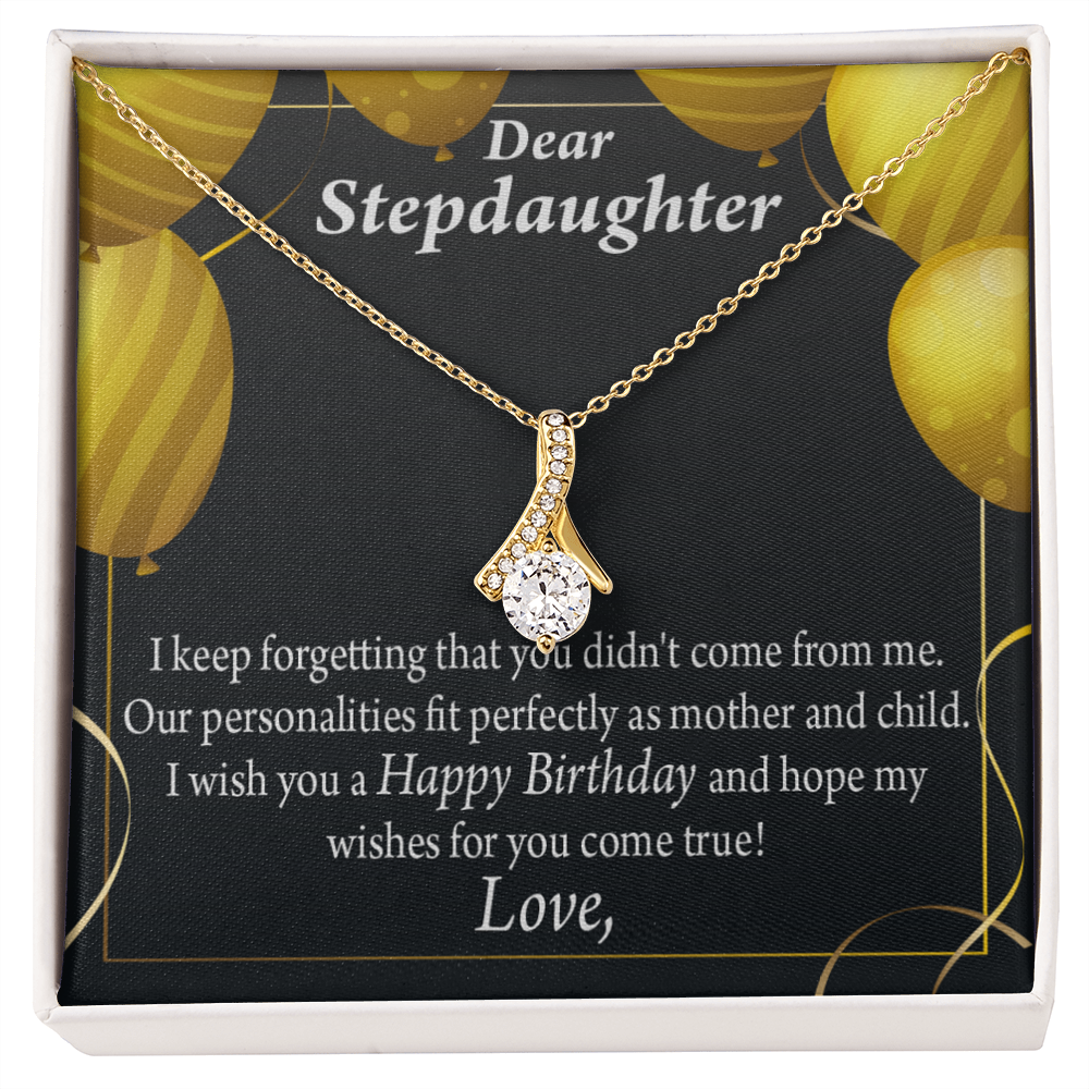 To My Stepdaughter Birthday Alluring Ribbon Necklace Message Card-Express Your Love Gifts