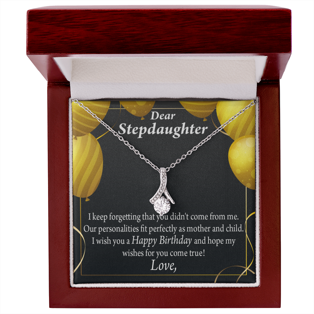 To My Stepdaughter Birthday Alluring Ribbon Necklace Message Card-Express Your Love Gifts